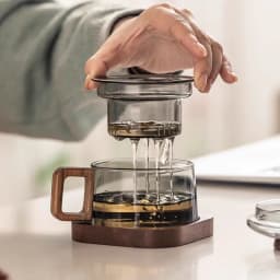 200/400ml Glass Tea Cup With Infuser Steeper And Lid For Loose Leaf Tea Wood Handle Blooming Tea Diffusers Filter Mug Teaware
