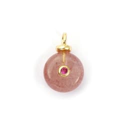 1 Piece Brass Charms Natural Stone 18K Gold Plated Geometric Cubic Zirconia Round Rhombus Shape Pendant DIY Necklace Making