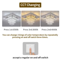 Ceiling Lamp Led Modern Chandelier Pendant Light Drop Crystal Square Design Living Dining Room Home Decor Indoor Hanging Fixture