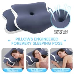 Solvath Memory Foam Pillow Cervical Orthopedic Neck Pillow for Side Back Stomach Sleepers Ergonomic Contour Pain Relief