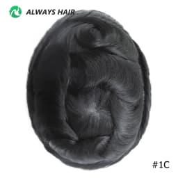 Alwayshair - DURA LACE Men's Capillary Prosthesis Hair 130% Hair Density Indian Hair Lace Toupee Wig For Man