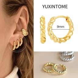 Pave Micro Crystal North Star Hoop Earrings Punk 925 Sterling Silver Ear Needle Twist Gold Earrings For Women Minimalist Jewelry