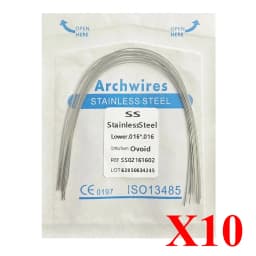 10pack AG Dental Arch Wires Orthodontic Super Elastic NITI Round Rectangle Archwire Lower/Upper 012/014/016/018/020/16x16/16x22
