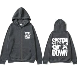 90s Alternative Metal Rock Band System of A Down Graphic Zipper Hoodie Men Women Casual Oversized Zip Up Jacket Man Vintage Coat