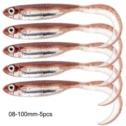 5pcs/6pcs Silicone Soft Lures 80mm 100mm Artificial Fishing Soft Lures Grub Tail Shad Swimbait Rubber Fishing Baits For Bass