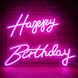 Large Size 'Happy Birthday' Customizable LED Light Neon Sign with Clear Acrylic Backer Dimmable Flexible Party Decor
