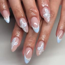 24Pcs Flora Almond Press on Nails with Glue Mori Girl Nail Art Ballet Rural Style Full Cover Wearable Acrylic Nail Manicure Tips