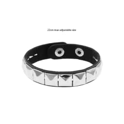 Black Leather Goth Square Washer Rivet Bracelet Cuff Wristband Gothic Punk Bracelets For Armbands Men Women