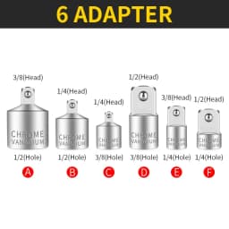 Onnfang Socket Adapter Ratchet Wrench Drive Head 1/4 to 1/2 to 3/8 Chrome Vanadium Steel Car Bicycle Garage Home Repair Tool