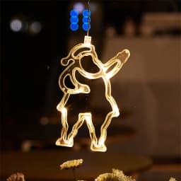 Christmas LED Light Snowflake Santa Hanging Sucker Lamp Window Ornaments Decoration for Home Xmas Navidad 2024 New Year Decor