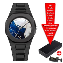 Classic Middle Eastern Arabic Numeral Dial Blue Gold Quartz Watch for Men's Casual TPU Plastic Waterproof Watch Can Customize