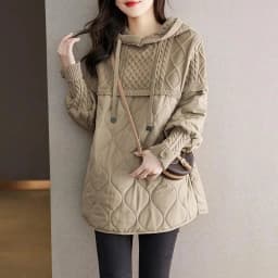 Down Cotton Jacket 2025 Comfortable Elegant Loose Women's Winter Parka Hooded Splicing Appear Thin Female Knitting Jacket