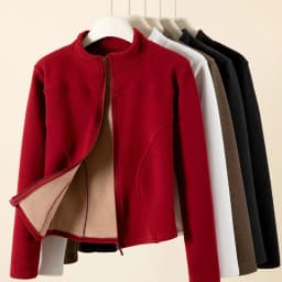 Women's Slim Fit Fleece Lined Short Sweatshirt Jacket Autumn Winter Thick Warm Zipper Jackets Woman Solid Stand Collar Yoga Wear