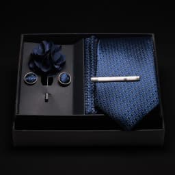 JEMYGINS New Designer Silver Gray Ties For Men Wedding Party Neck Tie Pocket Square Cufflink Pin Gift Box Set Gravat Accessories