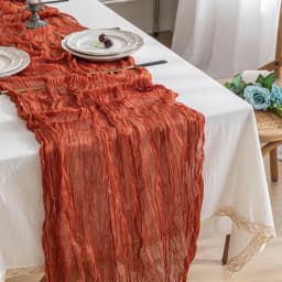 Wedding Table Runner Semi-Sheer Vintage Cheesecloth Gauze Table Decoration Setting Dining Party Christmas Banquets Arches Decor