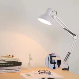 JOYINLED Adjustable LED Eye Protection Desk Lamp E27 Long Arm Big Lampshade Flexible Clip for Lamp Bedside Office Study Student