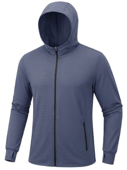 TACVASEN Men's Full Zip UPF 50+ Sun Protection Jacket, Lightweight Hooded Fishing Shirt with 4 Pockets & Thumbholes, Breathable
