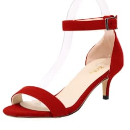 Women Sandals Summer Sexy 5cm Peed Toes Low Heel Ankle Strap High Heels Sandal Ladies Party Dress Red Wedding Shoes Plus Size