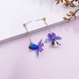 Unique Asymmetrical Goldfish Earring Cute Resin Koi Earrings Creative Bubble And Koi Goldfish Design Earrings Custom Jewelry
