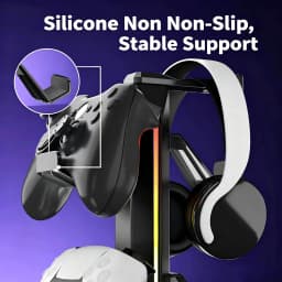 GB Headphone Stand for Desk - Controller Stand & Gaming Headset Holder with USB & Type-C Ports, Rotatable Earphone