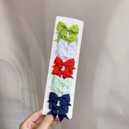10Pcs/Set Solid Color Kids Bows Hair Clips for Baby Girls Handmade Ribbon Bowknot Hairpin MiNi Barrettes Hair Accessories