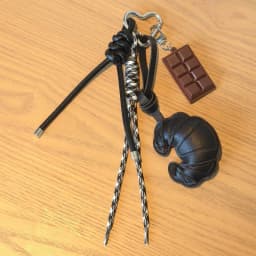 New Braided Rope Croissant Keychain Heart Shape Mobile Phone Chocolate Bag Pendant Charms Ornaments Gifts
