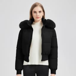2026 Thicken Short Women's Winter Jacket Korean Style Down Cotton Coat Casual Warm Fur Hooded Cropped Parkas Chic Streetwear