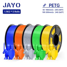 JAYO 5Rolls PETG Filament 1.75MM 1.1KG/Roll 3D Printer Filament PETG High Toughness for FDM 3D Printing Material