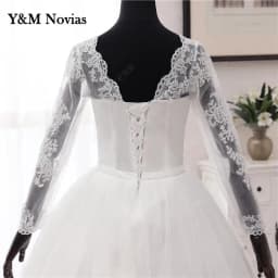 New Spring Lace Appliques Wedding Dress Long Sleeve Vestidos De Novia 2026 V-Neck Bride Wedding Gown Customized Plus Size