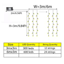 3x3/6x3 LED Icicle String Lights Christmas Fairy Lights Garland Outdoor Home For Wedding/Party/Curtain/Garden Decoration