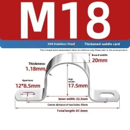 1Pcs Thickened U-Tube Strap Clamp Stainless Steel Horseback Wire Throat HoopCable Fastener Clips Applicable To Pipe OD 8-200mm