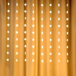 1pc 72LED Star Curtain Lights Charming Fairy Tale Star Shape Hanging Lamp Perfect For Bedroom Wall Courtyard Wedding Party Decor