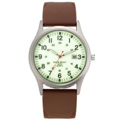 Men Quartz Wristwatch Brown Leather Strap Luminous Marker Date Function 30M Waterproof Casual Business Sport Gift Clock