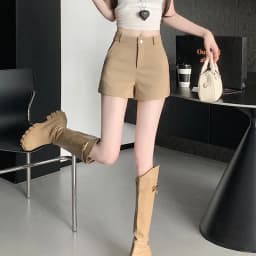 Korean High Waisted A Line Shorts Ladies Solid Color All-Match Slim Casual Short Pants Women Sexy Hot Girl Elastic Tight Shorts