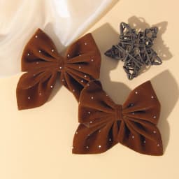 2PCS/Set Elegant Velvet Embellished With Diamonds Bow Hair Clip Girls Without Damaging Hair Safe Hair Accessory Kids Gift