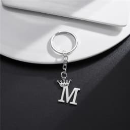 Unique DIY Crown Stainless Steel A-Z Letters Pendant Keychains for Men Women 26 Alphabet Car Key Ring Name Jewelry Keyrings Gift