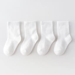 Four Pairs of Children's Socks for Spring and Autumn, Striped Versatile Style, Mid-Calf Socks with a School Style.