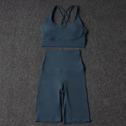Nylon Yoga Set Gym Two Piece Sets Womens Bra Top Women Cycling Shorts Sport Fitness Sportswear 45 Colors Womens Clothing