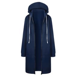 Long Zip Hooded Sweat Jacket For Women Drawstring Long Sleeve Outerwear With Side Pockets For Cold Season Daily Matching