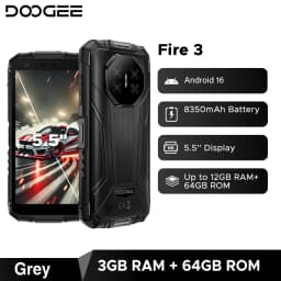 DOOGEE Fire 3 Rugged Phone 8350mAh Battery 5.5'' Display 12GB RAM (3GB+9GB) 64GB ROM Android 16 Smartphone Support Widevine L1
