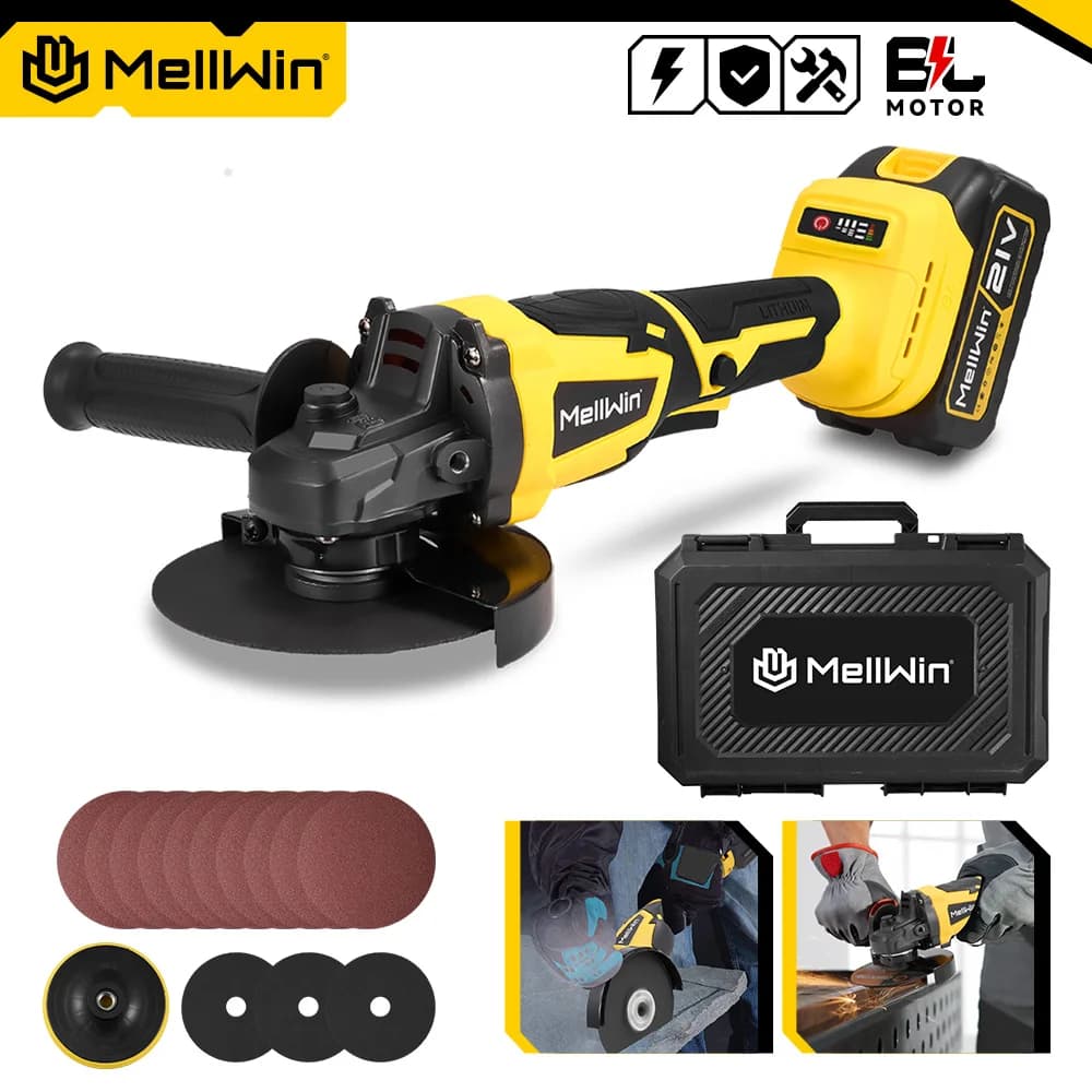 MELLWIN 125MM M14 Brushless Electric Angle Grinder Cordless Wood Metal Polisher Home DIY Power Tool For Makita 18V Battery Pin