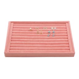 Pink Velvet B/M/S Necklace Earrings Storage Box Showcase Jewellery Stand Holder Ring Jewelry Display Organizer Case Tray Holder