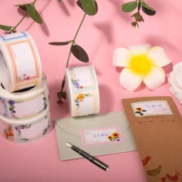 Flowers Plants Rectangular Name Sticker Gift Packaging Handwritten Message Self-adhesive Label sealing Decorative Sticker