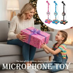 Karaoke Microphone with Stand, Portable Music Singing Machine with Audio Effects for Home Party and Fun Entertainment