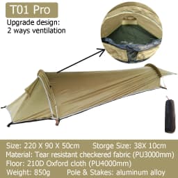 Camping Tent 1 Person, Ultralight Tent Single Mesh Bivy Waterproof Sleeping Gear for Camping Hiking Backpacking 1 Person Tent
