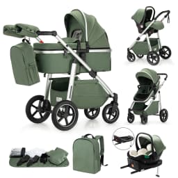 3 in 1 Baby Stroller Fold Pram Carriage Newborn Infant Stroller High Landscape Aluminum Frame Luxurious Portable for Travel Multi-functional Cart Can Sit Reclining easy Folding Strollers