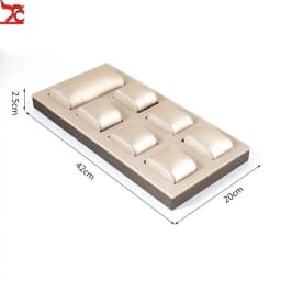 Champagne Leather Watch Display Stand Jewelry Counter Window Showcase Watch Chain Display Props Set for Jewelry Exhibition