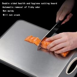 Double sided stainless steel cutting board wheat grass cutting board for meat vegetables and fruits easy to handle kitchen tools
