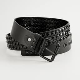 Punk Style Rivet Belt Set, Equipped with Stainless Steel Square Buckle, PU Panel Material, Male and Female Pyramid Rivet Belts