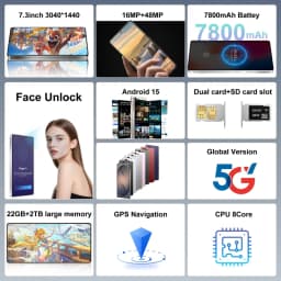 K-Touch NEW Mobile Phones C27 Ultra Smartphone 7.3 Inch Screen Cheap Cell Phone 5G Dual Card 7800mAh 16+48MP Camera Android 15 WIFI GPS Global Version Cellphones